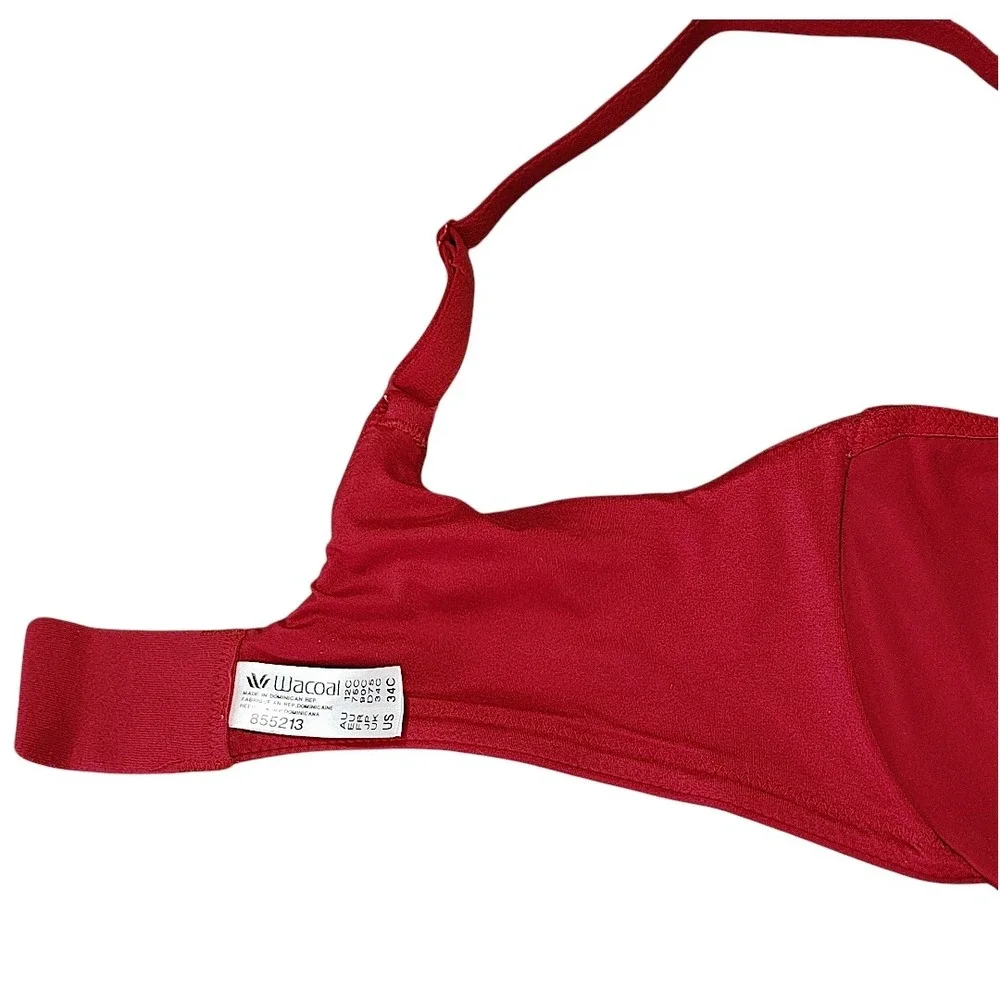 Wacoal Bra 34C Womens Red Underwire Lace Trim Full Coverage 855213 Lingerie